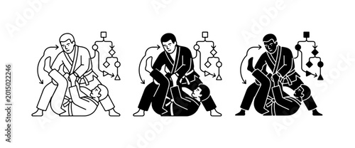 Fotografie Jiu Jitsu Grappling Positions, Martial Arts Combat Techniques, Combat Sport Move