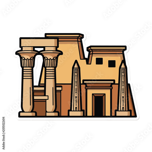 Schilderij op canvas Ancient Egyptian Temple Architecture Structure.