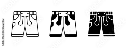 Canvastavla Lederhosen Icons, Bavarian Shorts Vector Graphics, Oktoberfest Clothing Symbols