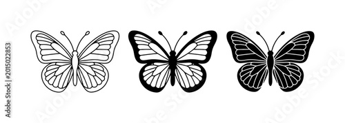 Bild auf Leinwand Butterfly Icons, Insect Silhouettes, Vector Graphics for Nature and Design