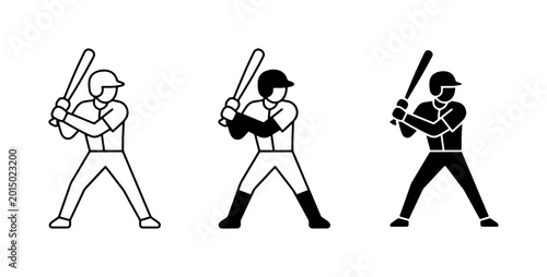 Photography Baseball Player Icons, Silhouette and Outline, Sports Action Vector Graphics