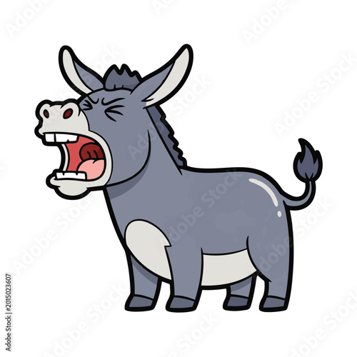 Foto Cartoon donkey with open mouth expression.