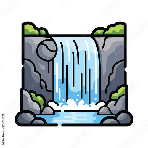 Фотография Cartoon illustration of a waterfall 1.