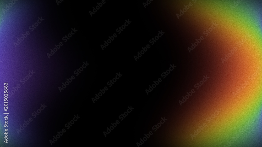 Fototapeta premium Vibrant grainy rainbow mesh side gradient on black background with soft noise texture