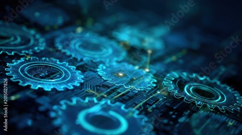 Abstract technological gears futuristic design circuit board