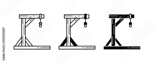 Bilde på lerret Gallows Vector Icons, Medieval Execution Device, Historical Punishment Symbol, D
