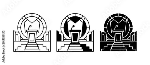 Bild auf Leinwand Podium, Microphone, Stage, Presentation, Speech, Debate, Public Speaking Vector