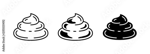 Foto Poop Icons, Feces Symbols, Excrement Vector Graphics, Brown Waste Icons, Outline