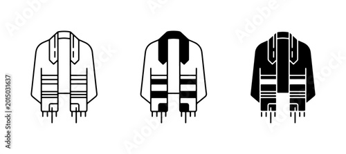 Foto Tallit Prayer Shawl Icons, Jewish Religious Garment, Symbol of Faith and Traditi
