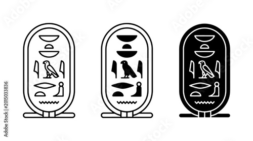 Quadro em tela Ancient Egyptian Cartouche Icons, Hieroglyph Symbols, Pharaoh Royal Name Seals,