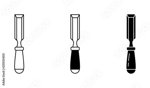 Bild auf Leinwand Chisel Tool Icons, Woodworking Hand Tool Vector Set, Carpentry Equipment Graphic