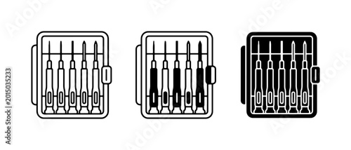 Tableau sur toile Precision Screwdriver Set Icons, Miniature Tool Kit Vector Graphics, Small Repai
