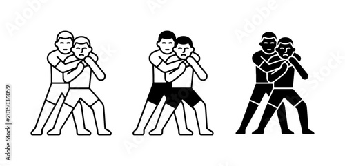 Canvastavla Martial Arts Grappling Icons, Combat Sports Techniques, Fight Moves Vector Set