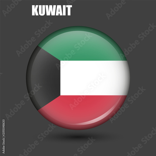 Free Download The national flag of Kuwait is round.Vector.Round 3d flag icon with high detail.Spherical illustration of the flag. - GFXLoad