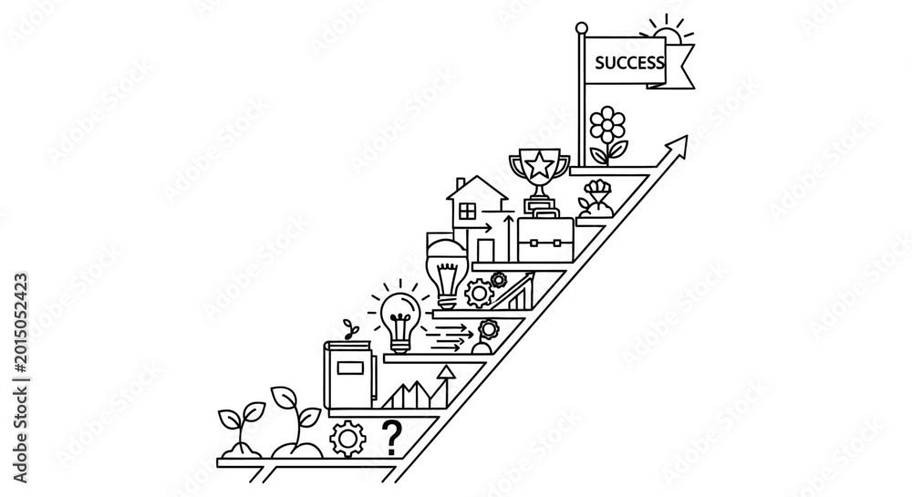 Obraz premium Illustration of a staircase representing growth success and achievement