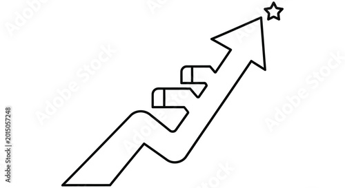 Tableau sur toile Black and white line drawing of an arrow representing growth