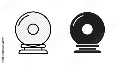 Bild auf Leinwand Crystal Ball Icon Set: Outline and Solid Silhouette