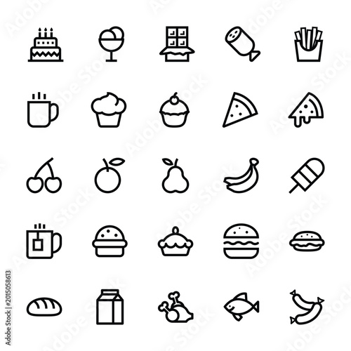 Outline icons for food