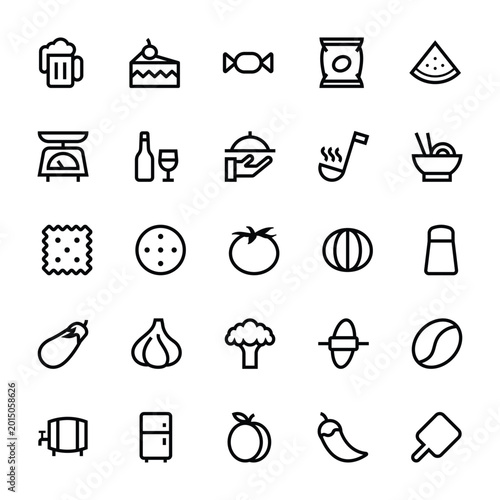 Outline icons for food