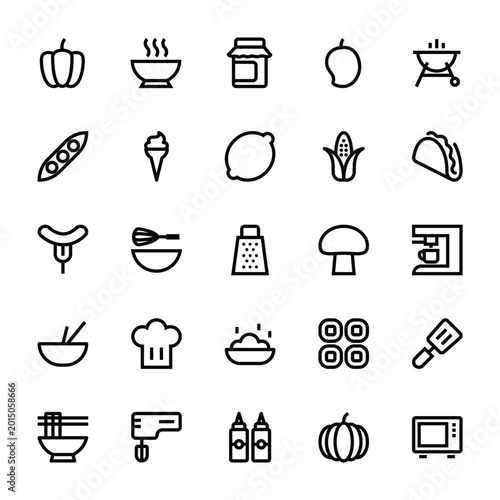 Outline icons for food