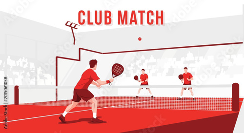 Vibrant Paddle Tennis Tournament Illustration Depicting Intense Sport Competition