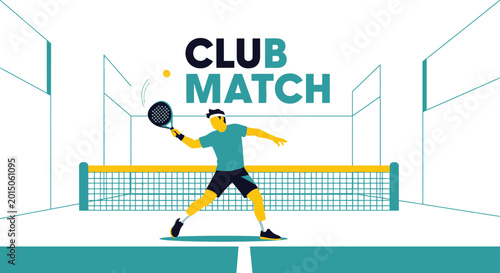 Vibrant Paddleball Club Match Artwork Depicting Dynamic Player Action on Court