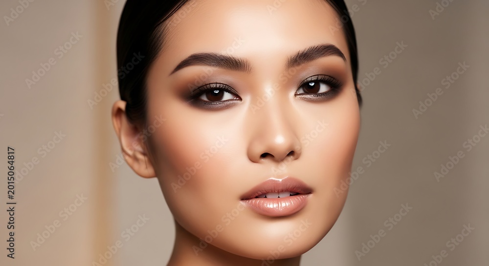 Fototapeta premium Asian woman with natural makeup look.