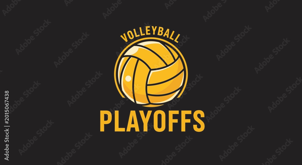 Fototapeta premium Volleyball Playoffs Design: Vibrant Ball Illustration on a Dark Background with Typography