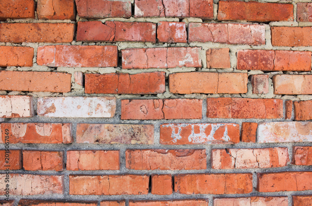 Fototapeta premium Detailed red brick texture with mortar lines