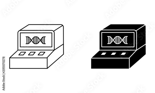 dna analysis machine icon in outline style