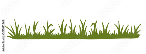The silhouette of green grass, a lawn isolated on a white background. Vector hand-drawn illustration in flat style. Perfect for for nature, spring, landscape, and outdoor design elements.