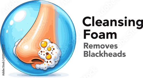 Bild auf Leinwand Create a realistic Bubble of cleansing water clean oil and remove blackhead acne from face or nose