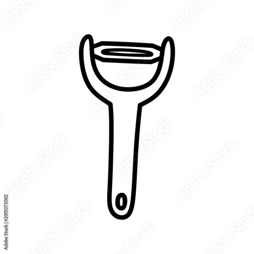 Vegetable peeler isolated on a white background. Vector hand-drawn illustration in doodle style. Perfect for logo, cooking and culinary design.