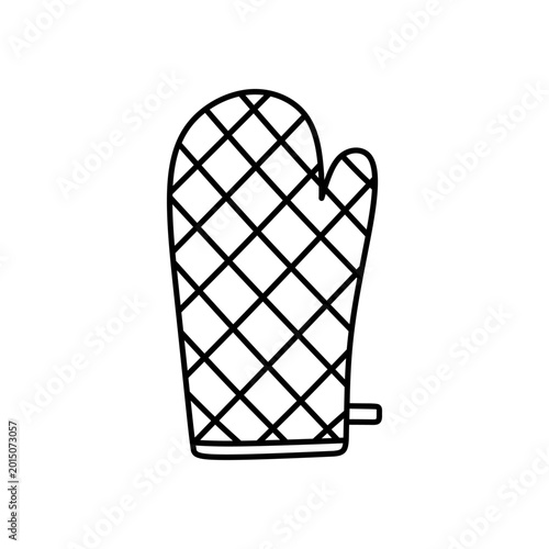 Oven mitt isolated on a white background. Vector hand-drawn illustration in doodle style. Perfect for logo, cooking, baking, and culinary design.