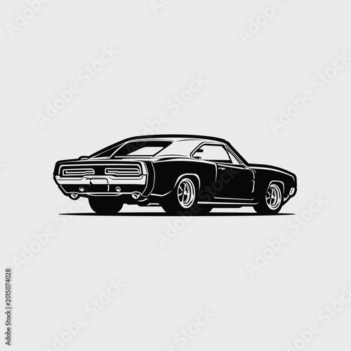 American muscle car drag race monochrome silhouette vector isolated