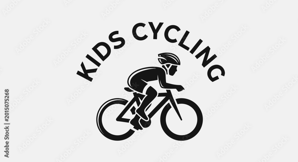 Fototapeta premium Young Cyclist Vector Illustration: A Stylish And Modern Logo Design Of Kids Cycling
