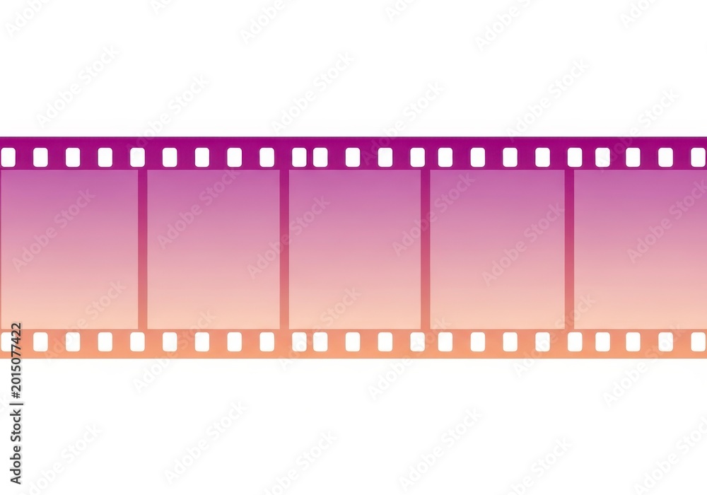 Fototapeta premium Creative Film Strip Graphic with Purple to Orange Gradient Frames for