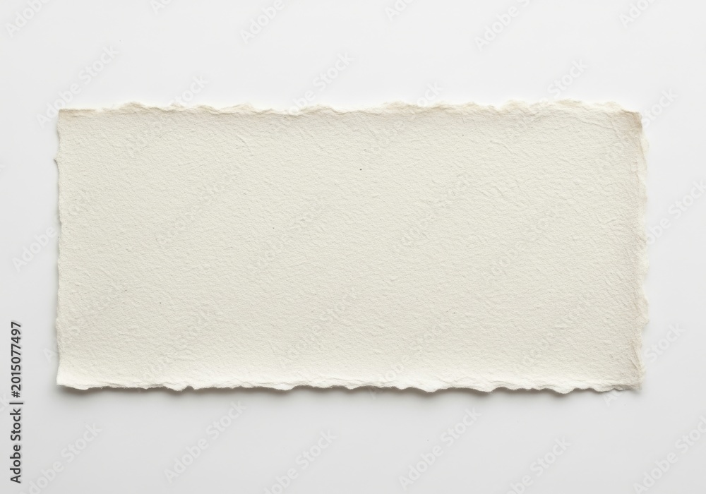 Obraz premium Handmade Textured Paper with Deckle Edges on White Background - Blank