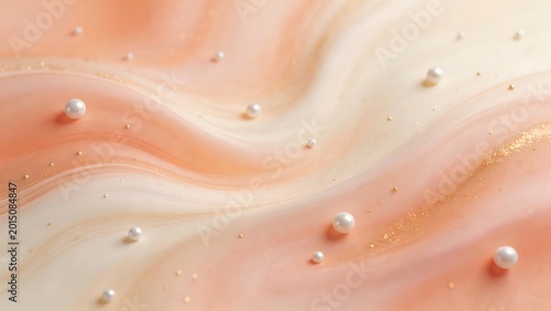 Abstract fluid art with pearls