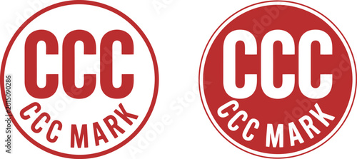 Canvas Print Red CCC Mark Certification Logo Set Isolated on White Background for Product Com