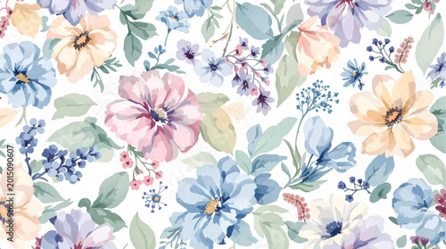 Картината върху платно Fresh spring flowers creating a beautiful watercolor frame for lovely words and cherished memories