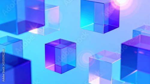 Abstract cubes in blue and purple