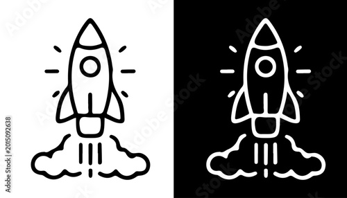 Tableau sur toile Rocket Launch Illustration: A symbolic rocket blasting off, a dynamic illustration of innovation, progress, and the boundless possibilities of space exploration