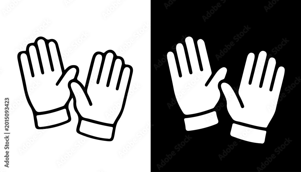 Fototapeta premium Clapping Hands Icon: A minimalist icon of hands clapping against contrasting backgrounds, black and white, conveying appreciation and applause.