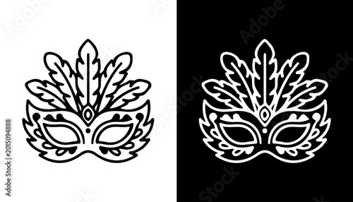 Foto Intriguing Masquerade: A detailed sketch of an ornate mask, exuding an air of mystery and festivity, rendered in a striking monochrome palette, inviting viewers into a world of secrecy and charm