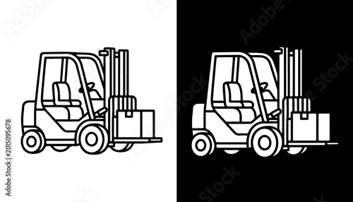 Quadro em tela Forklift Icon: A minimalist icon of a forklift, expertly designed with clean lines and sharp angles, ready to represent the dynamism of logistics and warehousing in any setting
