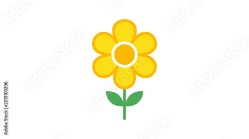 Yellow Flower with Green Leaves Illustration.