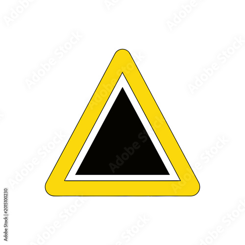Yellow Warning Triangle Road Sign.