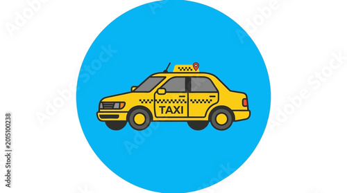 Yellow Taxi Car Icon Illustration.