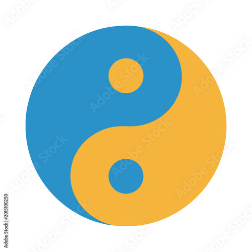 Yin Yang Symbol Blue Yellow.